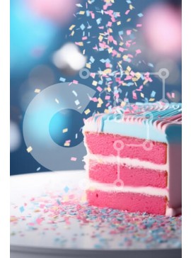 Σετ των 2 Intra Συλλεκτικό Ξύλινο Παζλ Plywood  4mm - Φέτα ροζ και μπλε κέικ με κομφετί Σε Ξύλινο Κουτί - Διαστάσεις: 10x10 cm – 25 κομμάτια