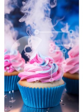 Σετ των 2 Intra Συλλεκτικό Ξύλινο Παζλ Plywood  4mm - Ομάδα Cupcakes με ροζ και μπλε γλάσο Σε Ξύλινο Κουτί - Διαστάσεις: 10x10 cm – 25 κομμάτια