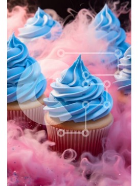 Σετ των 2 Intra Συλλεκτικό Ξύλινο Παζλ Plywood  4mm - Πολύχρωμα cupcakes με μπλε γλάσο και ψεκασμούς Σε Ξύλινο Κουτί - Διαστάσεις: 10x10 cm – 25 κομμάτια