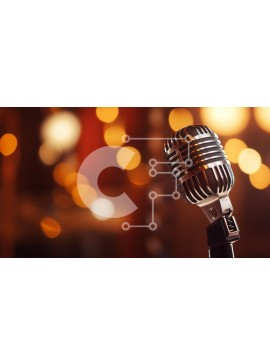 Intra Συλλεκτικό Ξύλινο Παζλ Plywood  4mm - Vintage μικρόφωνο σε φωτισμένο φόντο Σε Ξύλινο Κουτί - Διαστάσεις Puzzle: 10x10 cm – 25 κομμάτια