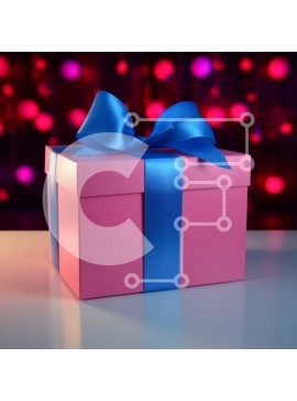 Intra Συλλεκτικό Ξύλινο Παζλ Plywood  4mm - Ροζ Κουτί δώρου με μπλε κορδέλα και φωτάκια Σε Ξύλινο Κουτί - Διαστάσεις Puzzle: 10x10 cm – 25 κομμάτια