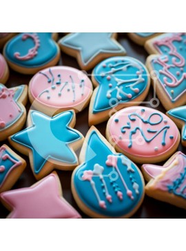 Σετ των 2 Intra Συλλεκτικό Ξύλινο Παζλ Plywood  4mm - Σύνθεση πολύχρωμα διακοσμημένα μπισκότα Σε Ξύλινο Κουτί - Διαστάσεις: 10x10 cm – 25 κομμάτια