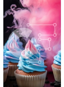 Σετ των 2 Intra Συλλεκτικό Ξύλινο Παζλ Plywood  4mm - Cupcakes με ροζ και μπλε γλάσο και καπνό Σε Ξύλινο Κουτί - Διαστάσεις: 10x10 cm – 25 κομμάτια