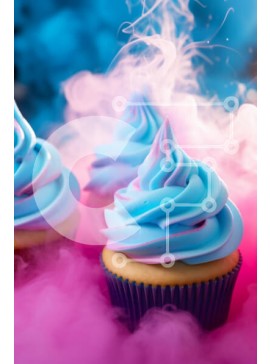 Σετ των 2 Intra Συλλεκτικό Ξύλινο Παζλ Plywood  4mm - Πολύχρωμα cupcakes με μπλε και ροζ γλάσο Σε Ξύλινο Κουτί - Διαστάσεις: 10x10 cm – 25 κομμάτια