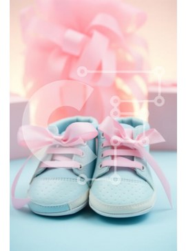 Intra Συλλεκτικό Ξύλινο Παζλ Plywood  4mm - Μπλε παιδικά παπούτσια και ροζ κουτιά δώρου Σε Ξύλινο Κουτί - Διαστάσεις Puzzle: 10x10 cm – 25 κομμάτια