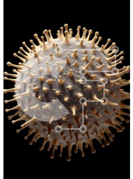 Intra Συλλεκτικό Ξύλινο Παζλ Plywood  4mm - Κοντινό πλάνο ενός κίτρινου κοροναϊού που επιπλέει στον αέρα Σε Ξύλινο Κουτί - Διαστάσεις Puzzle: 10x10 cm – 25 κομμάτια