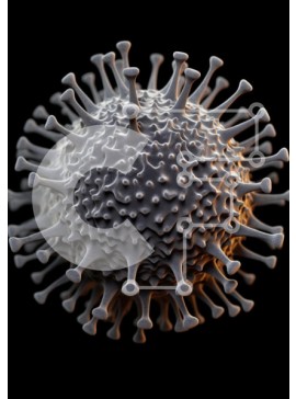 Intra Συλλεκτικό Ξύλινο Παζλ Plywood  4mm - Λεπτομερής τρισδιάστατη απόδοση ενός ιού Σε Ξύλινο Κουτί - Διαστάσεις Puzzle: 10x10 cm – 25 κομμάτια