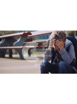 Intra Συλλεκτικό Ξύλινο Παζλ Plywood  4mm - Ταλαιπωρημένο αγόρι που κάθεται σε εξωτερικούς χώρους Σε Ξύλινο Κουτί - Διαστάσεις Puzzle: 10x10 cm – 25 κομμάτια