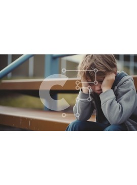 Intra Συλλεκτικό Ξύλινο Παζλ Plywood  4mm - Νεαρό αγόρι σε κίνδυνο που κάθεται σε ένα παγκάκι Σε Ξύλινο Κουτί - Διαστάσεις Puzzle: 10x10 cm – 25 κομμάτια