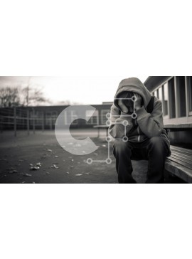 Intra Συλλεκτικό Ξύλινο Παζλ Plywood  4mm - Νεαρό άτομο σε κίνδυνο στον σχολικό πάγκο Σε Ξύλινο Κουτί - Διαστάσεις Puzzle: 10x10 cm – 25 κομμάτια