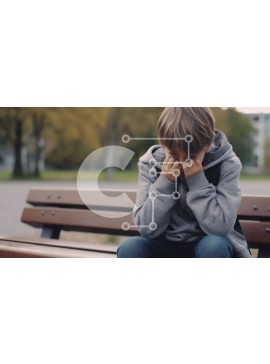 Intra Συλλεκτικό Ξύλινο Παζλ Plywood  4mm - Αγόρι που κάθεται αναστατωμένο σε ένα παγκάκι στο πάρκο Σε Ξύλινο Κουτί - Διαστάσεις Puzzle: 10x10 cm – 25 κομμάτια