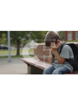 Intra Συλλεκτικό Ξύλινο Παζλ Plywood  4mm - Νεαρό αγόρι στον πάγκο με το σακίδιο πλάτης Σε Ξύλινο Κουτί - Διαστάσεις Puzzle: 10x10 cm – 25 κομμάτια