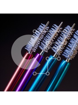 Σετ των 2 Intra Συλλεκτικό Ξύλινο Παζλ Plywood  4mm - Πολύχρωμες βούρτσες βλεφαρίδων σε σκούρο φόντο Σε Ξύλινο Κουτί - Διαστάσεις: 10x10 cm – 25 κομμάτια