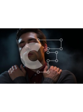 Intra Συλλεκτικό Ξύλινο Παζλ Plywood  4mm - Νεαρός άνδρας στην ενδοσκόπηση μέσα σε μαλακό καπνό Σε Ξύλινο Κουτί - Διαστάσεις Puzzle: 10x10 cm – 25 κομμάτια