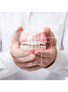 Intra Συλλεκτικό Ξύλινο Παζλ Plywood  4mm - Άτομο που κρατά ένα μοντέλο οδοντικών δοντιών Σε Ξύλινο Κουτί - Διαστάσεις Puzzle: 10x10 cm – 25 κομμάτια