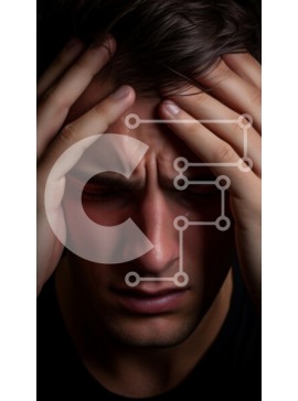 Intra Συλλεκτικό Ξύλινο Παζλ Plywood  4mm - Κοντινό πλάνο ενός ταλαιπωρημένου άνδρα που κρατά το κεφάλι του Σε Ξύλινο Κουτί - Διαστάσεις Puzzle: 10x10 cm – 25 κομμάτια