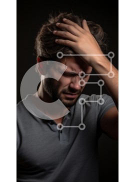 Intra Συλλεκτικό Ξύλινο Παζλ Plywood  4mm - Ταλαιπωρημένο άτομο που κρατά το κεφάλι του Σε Ξύλινο Κουτί - Διαστάσεις Puzzle: 10x10 cm – 25 κομμάτια