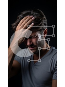 Intra Συλλεκτικό Ξύλινο Παζλ Plywood  4mm - Νεαρός άνδρας που παρουσιάζει αγωνία Σε Ξύλινο Κουτί - Διαστάσεις Puzzle: 10x10 cm – 25 κομμάτια