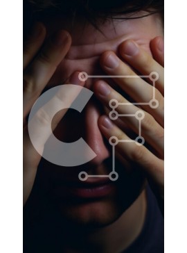 Intra Συλλεκτικό Ξύλινο Παζλ Plywood  4mm - Άτομο που εκφράζει αγωνία καλύπτοντας το πρόσωπο Σε Ξύλινο Κουτί - Διαστάσεις Puzzle: 10x10 cm – 25 κομμάτια