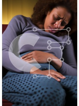 Intra Συλλεκτικό Ξύλινο Παζλ Plywood  4mm - Γυναίκα που βιώνει δυσφορία στον καναπέ Σε Ξύλινο Κουτί - Διαστάσεις Puzzle: 10x10 cm – 25 κομμάτια