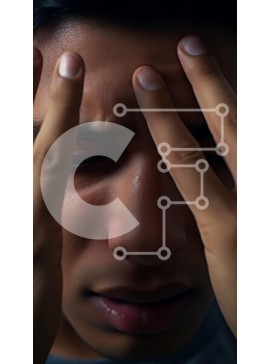 Intra Συλλεκτικό Ξύλινο Παζλ Plywood  4mm - Νεαρός άνδρας που εκφράζει αγωνία Σε Ξύλινο Κουτί - Διαστάσεις Puzzle: 10x10 cm – 25 κομμάτια