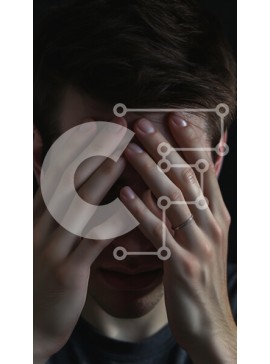 Intra Συλλεκτικό Ξύλινο Παζλ Plywood  4mm - Άτομο που καλύπτει το πρόσωπο σε συναισθηματική δυσφορία Σε Ξύλινο Κουτί - Διαστάσεις Puzzle: 10x10 cm – 25 κομμάτια