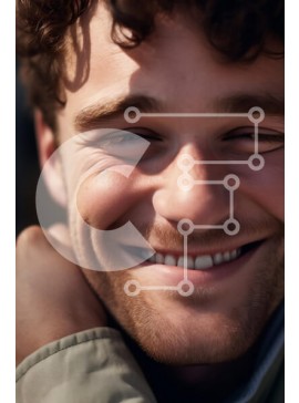 Intra Συλλεκτικό Ξύλινο Παζλ Plywood  4mm - Κοντινό πλάνο ενός χαρούμενου χαμογελαστού άνδρα Σε Ξύλινο Κουτί - Διαστάσεις Puzzle: 10x10 cm – 25 κομμάτια