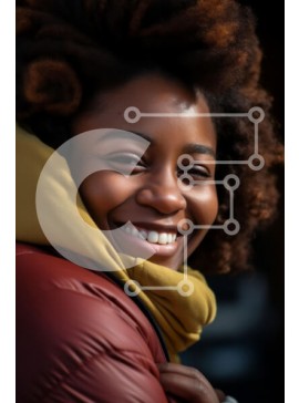 Intra Συλλεκτικό Ξύλινο Παζλ Plywood  4mm - Χαρούμενη νεαρή γυναίκα που χαμογελά σε εξωτερικούς χώρους Σε Ξύλινο Κουτί - Διαστάσεις Puzzle: 10x10 cm – 25 κομμάτια