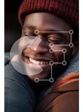 Intra Συλλεκτικό Ξύλινο Παζλ Plywood  4mm - Χαμογελαστός άντρας με κουκούτσι που αγκαλιάζει ένα άλλο άτομο Σε Ξύλινο Κουτί - Διαστάσεις Puzzle: 10x10 cm – 25 κομμάτια