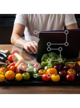 Σετ των 2 Intra Συλλεκτικό Ξύλινο Παζλ Plywood  4mm - Άτομο που εργάζεται σε φορητό υπολογιστή με διάταξη λαχανικών Σε Ξύλινο Κουτί - Διαστάσεις: 10x10 cm – 25 κομμάτια