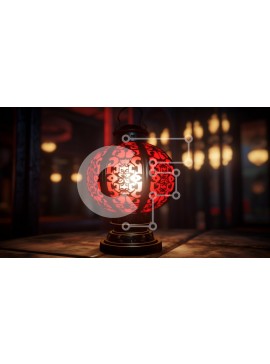 Intra Συλλεκτικό Ξύλινο Παζλ Plywood  4mm - Κόκκινο φανάρι σε περίτεχνο ξύλινο τραπέζι Σε Ξύλινο Κουτί - Διαστάσεις Puzzle: 10x10 cm – 25 κομμάτια