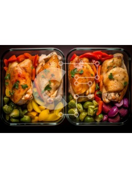 Σετ των 2 Intra Συλλεκτικό Ξύλινο Παζλ Plywood  4mm - Γεύμα κοτόπουλου και λαχανικών σε γυάλινα δοχεία Σε Ξύλινο Κουτί - Διαστάσεις: 10x10 cm – 25 κομμάτια