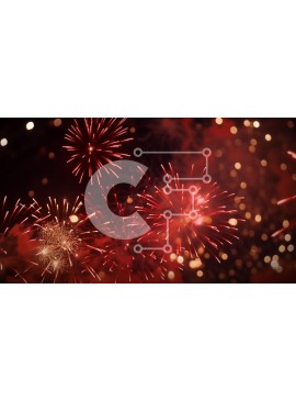 Intra Συλλεκτικό Ξύλινο Παζλ Plywood  4mm - Κόκκινο και άσπρο επίδειξη πυροτεχνημάτων Σε Ξύλινο Κουτί - Διαστάσεις Puzzle: 10x10 cm – 25 κομμάτια