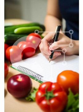 Σετ των 2 Intra Συλλεκτικό Ξύλινο Παζλ Plywood  4mm - Γυναίκα που γράφει με λαχανικά και φρούτα Σε Ξύλινο Κουτί - Διαστάσεις: 10x10 cm – 25 κομμάτια