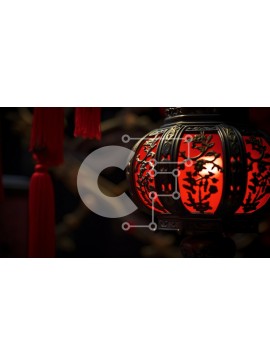 Intra Συλλεκτικό Ξύλινο Παζλ Plywood  4mm - Περίπλοκο κόκκινο φανάρι με φούντες και φως κεριών Σε Ξύλινο Κουτί - Διαστάσεις Puzzle: 10x10 cm – 25 κομμάτια