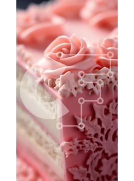 Intra Συλλεκτικό Ξύλινο Παζλ Plywood  4mm - Ροζ κέικ με λευκό παγωμένο και τριαντάφυλλα Σε Ξύλινο Κουτί - Διαστάσεις: 10x10 cm – 25 κομμάτια