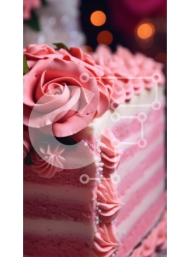 Intra Συλλεκτικό Ξύλινο Παζλ Plywood  4mm - Ροζ στρώσεις τούρτα με τριαντάφυλλα και διακοσμητικά Σε Ξύλινο Κουτί - Διαστάσεις: 10x10 cm – 25 κομμάτια