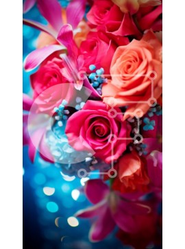 Σετ των 2 Intra Συλλεκτικό Ξύλινο Παζλ Plywood  4mm - Πολύχρωμο μπουκέτο λουλουδιών με ροζ τριαντάφυλλα και πορτοκαλί κρίνους Σε Ξύλινο Κουτί - Διαστάσεις: 10x10 cm – 25 κομμάτια