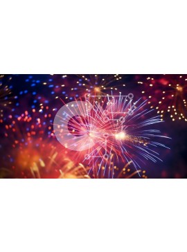 Intra Συλλεκτικό Ξύλινο Παζλ Plywood  4mm - Πολύχρωμη επίδειξη πυροτεχνημάτων στον νυχτερινό ουρανό Σε Ξύλινο Κουτί - Διαστάσεις Puzzle: 10x10 cm – 25 κομμάτια