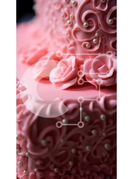 Intra Συλλεκτικό Ξύλινο Παζλ Plywood  4mm - Ροζ κέικ με τριαντάφυλλα και πέρλες Σε Ξύλινο Κουτί - Διαστάσεις: 10x10 cm – 25 κομμάτια