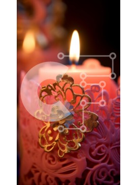 Intra Συλλεκτικό Ξύλινο Παζλ Plywood  4mm - Καλλιτεχνικό ροζ κερί με χρυσό Floral σχέδιο Σε Ξύλινο Κουτί - Διαστάσεις Puzzle: 10x10 cm – 25 κομμάτια