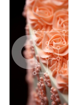 Intra Συλλεκτικό Ξύλινο Παζλ Plywood  4mm - Λευκό κέικ με τριαντάφυλλα ροδάκινου και παγωμένο πορτοκάλι Σε Ξύλινο Κουτί - Διαστάσεις: 10x10 cm – 25 κομμάτια