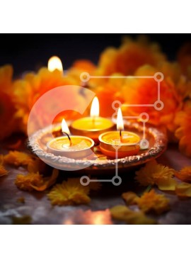 Intra Συλλεκτικό Ξύλινο Παζλ Plywood  4mm - Προσκαλώντας σκηνικό υπό το φως των κεριών με κίτρινα λουλούδια Σε Ξύλινο Κουτί - Διαστάσεις Puzzle: 10x10 cm – 25 κομμάτια