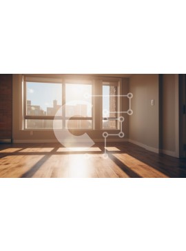 Intra Συλλεκτικό Ξύλινο Παζλ Plywood  4mm - Άδειο δωμάτιο με θέα στον ορίζοντα της πόλης Σε Ξύλινο Κουτί - Διαστάσεις Puzzle: 10x10 cm – 25 κομμάτια