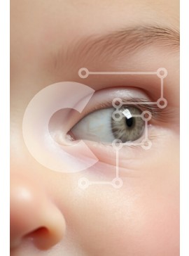 Intra Συλλεκτικό Ξύλινο Παζλ Plywood  4mm - Κοντινό πλάνο του Baby's Eye με το χέρι και το κόσμημα Σε Ξύλινο Κουτί - Διαστάσεις Puzzle: 10x10 cm – 25 κομμάτια