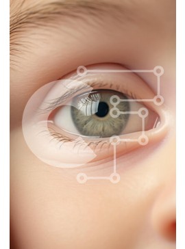 Intra Συλλεκτικό Ξύλινο Παζλ Plywood  4mm - Κοντινό πλάνο του πράσινου ματιού του βρέφους Σε Ξύλινο Κουτί - Διαστάσεις Puzzle: 10x10 cm – 25 κομμάτια