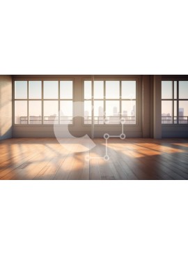 Intra Συλλεκτικό Ξύλινο Παζλ Plywood  4mm - Άδειο δωμάτιο με μεγάλα παράθυρα και θέα στο αστικό τοπίο Σε Ξύλινο Κουτί - Διαστάσεις Puzzle: 10x10 cm – 25 κομμάτια