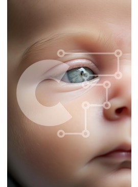 Intra Συλλεκτικό Ξύλινο Παζλ Plywood  4mm - Κοντινό πλάνο του μπλε ματιού ενός βρέφους Σε Ξύλινο Κουτί - Διαστάσεις Puzzle: 10x10 cm – 25 κομμάτια