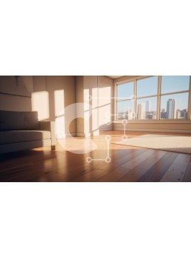 Intra Συλλεκτικό Ξύλινο Παζλ Plywood  4mm - Άδειο σαλόνι με θέα στον ορίζοντα της πόλης Σε Ξύλινο Κουτί - Διαστάσεις Puzzle: 10x10 cm – 25 κομμάτια