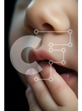 Intra Συλλεκτικό Ξύλινο Παζλ Plywood  4mm - Κοντινή εικόνα του μωρού με το δάχτυλο στο στόμα Σε Ξύλινο Κουτί - Διαστάσεις Puzzle: 10x10 cm – 25 κομμάτια